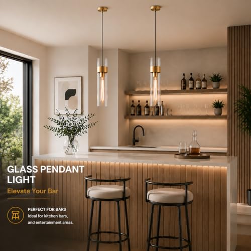 Modern Glass Brass Pendant Lights Kitchen Island