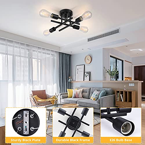 Industrial 4 Light Semi Flush Mount Ceiling Light Fixture