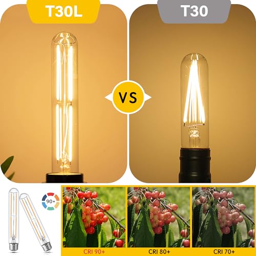 Tubular Light Bulb 7.3 Inch Dimmable T10 LED E26 6W 60 Watts Edison Bulbs