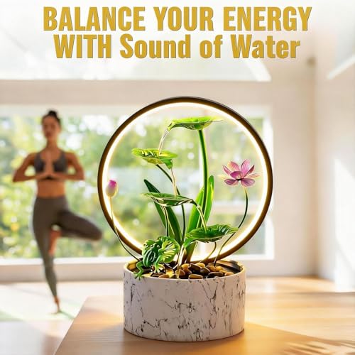 Qingyinge 15‘’H Green Small Water Fountain Indoor