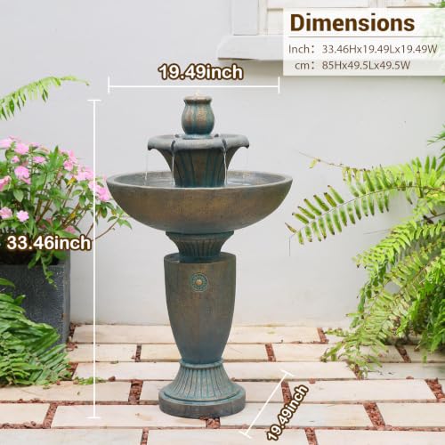 33H Italian Outdoor Water Fountain with LED Lights