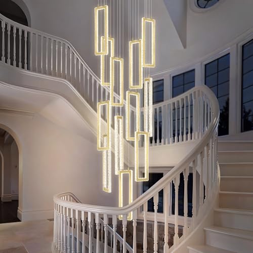 H158 Modern Chandelier 12 Rings Gold Chandelier Lighting Fixture High Ceiling Chandelier Suitable for Living Room Staircase Villa