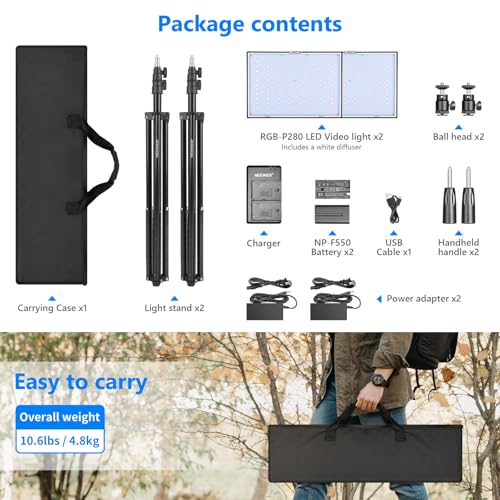 2 Pack RGB Video Light with Tripod Stands NP (2 Count)