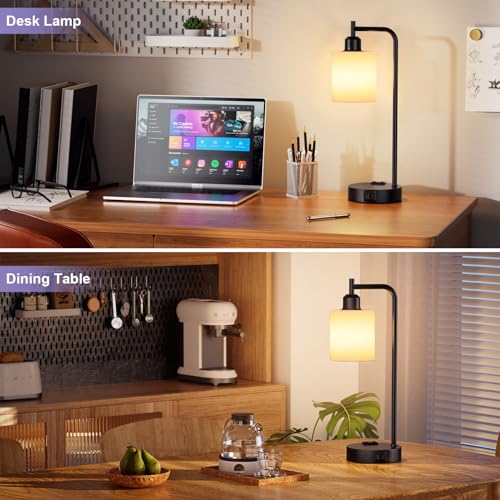 Industrial Touch Bedside Lamps for Bedrooms Set of 2 (2 Count)
