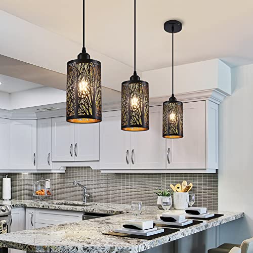 Industrial Farmhouse Black Pendant Light for Kitchen Island