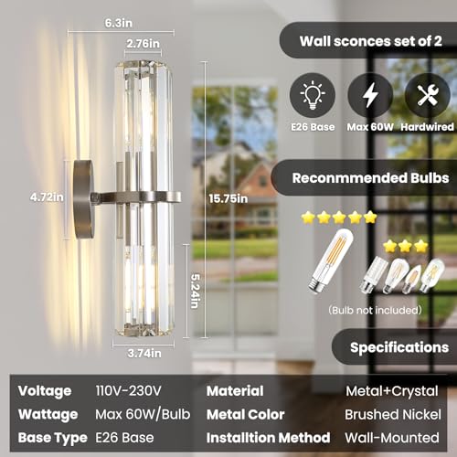 Crystal Wall Sconce Set of 2 (2 Count)