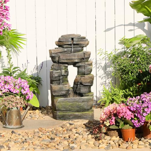 Arch Garden Fountain with LED Lights
