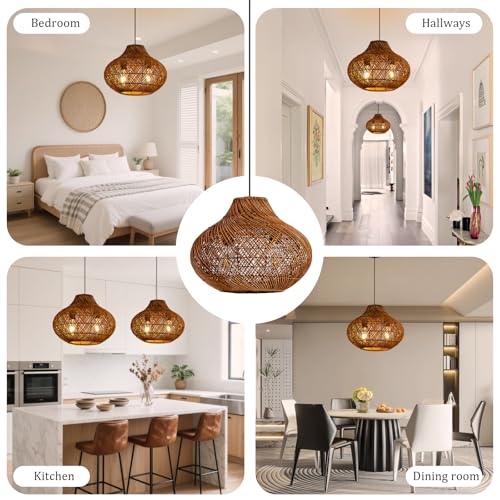15" Rattan Pendant Light