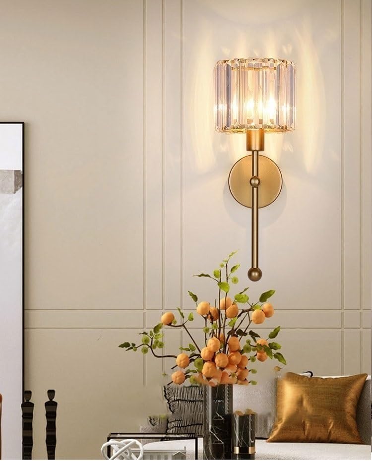 Modern Glass Crystal Wall Sconces Battery Operated Set of 2