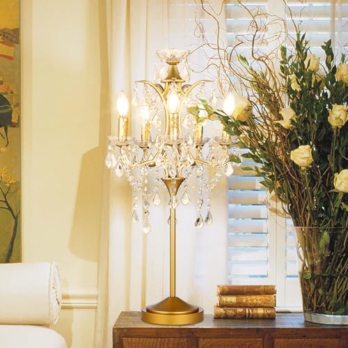 5 Light Farmhouse Traditional Crystal Table Lamp