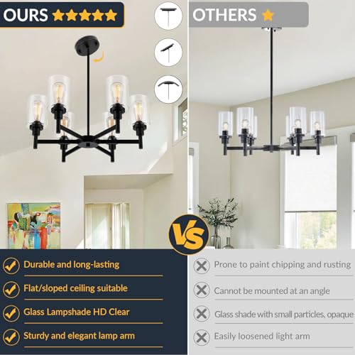 Black Farmhouse Chandeliers for Dining Room Light Fixtures Over Table (6 Count)