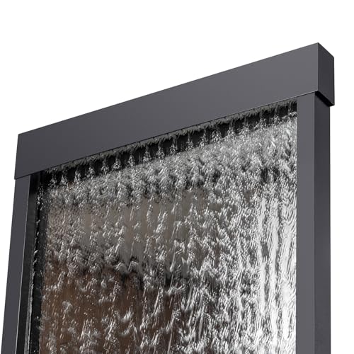 Mirror Waterfall Fountain with Stones and Lights