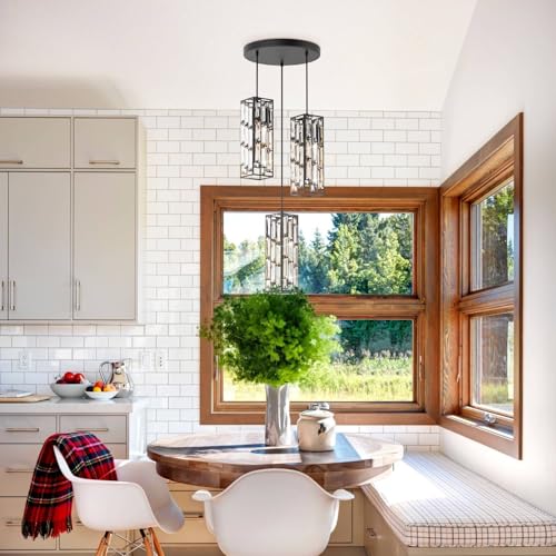 Modern 3 Light Crystal Pendant Light Fixture Kitchen Island