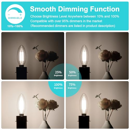 12 Pack Dimmable E12 LED Candelabra Bulbs 60W Equivalent (12 Count)