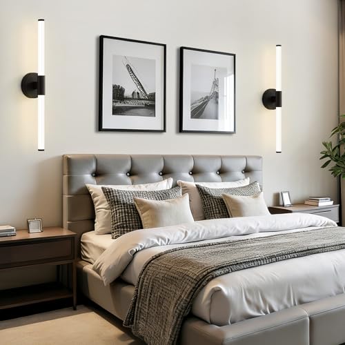 LED Bathroom Vanity Lights Black Modern Wall Sconce 24"