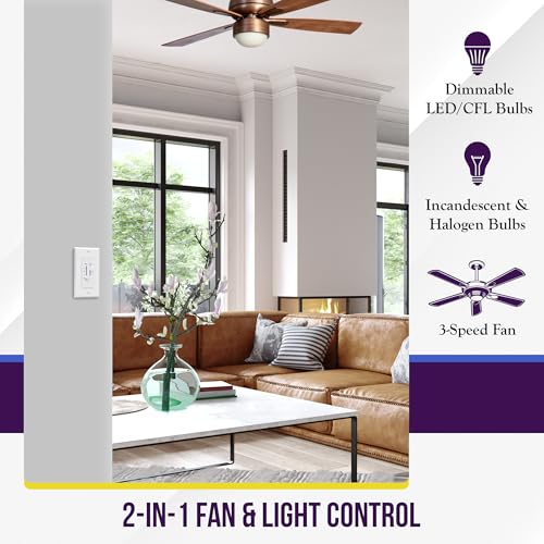 3 Speed Ceiling Fan Control and LED Dimmer Light Switch