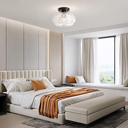 Globe Glass Semi Flush Mount Ceiling Light Fixture