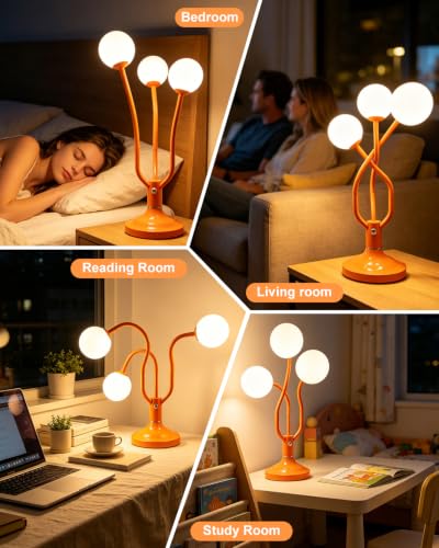Globe Modern Table Lamp for Bedroom Dimmable Round Ball Lamp