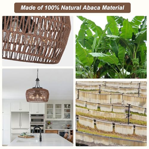 Coffee Rattan Chandeliers for Dining Room