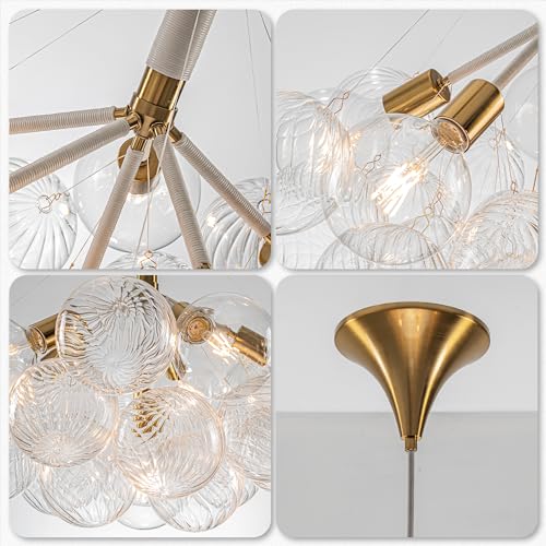 Bubble Ball Chandelier White and Gold 6