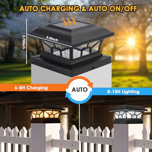 4 Pack Solar Post Cap Lights Outdoor Waterproof