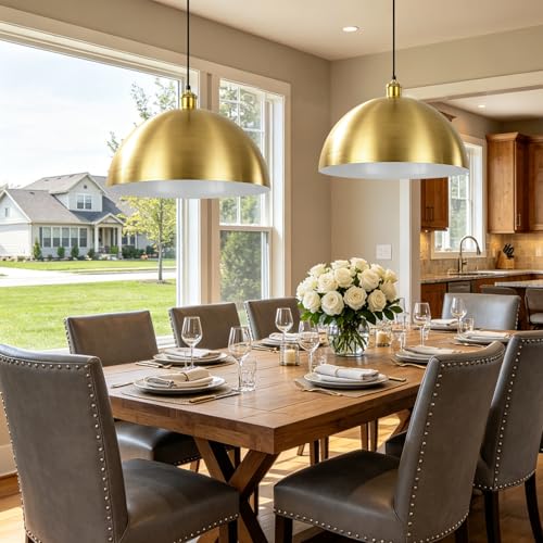 Large Brushed Gold Pendant Light