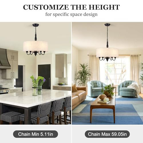 5 Light Drum Chandelier for Dining Room