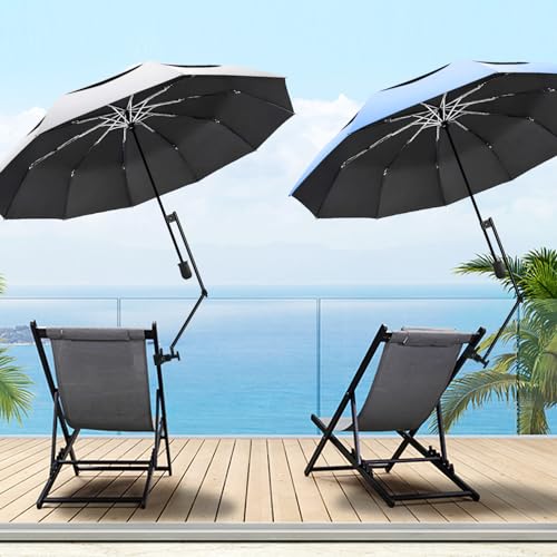 UPF 50+ Beach Umbrella with Adjustable Universal Clamp