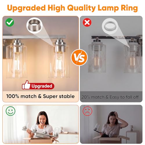 4 Light Brushed Nickel Bathroom Light Fixtures Over Mirror 27 Inches