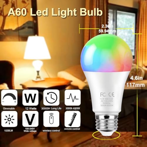 12W A60 Smart LED Light Bulb with a 2.4GHz Remote Control (2 Count)