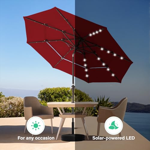 9 ft 3 Tier Outdoor LED Lighted Patio Umbrella w