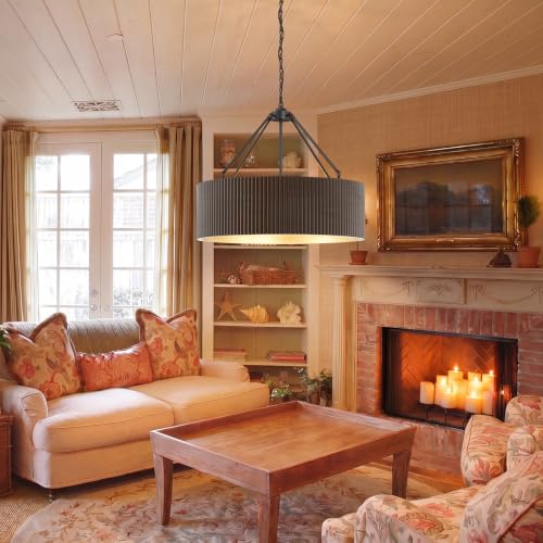 Walnut Wood Drum Chandelier