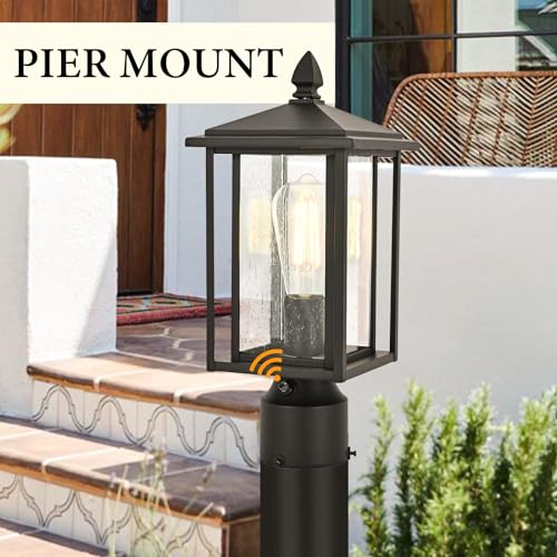 Outdoor Dusk to Dawn Post Light Fixture with Glass