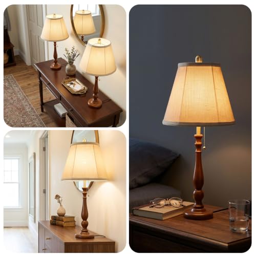 Farmhouse Table Lamps Rustic Bedroom Lamps 24.41" Wood Bedside Lamp