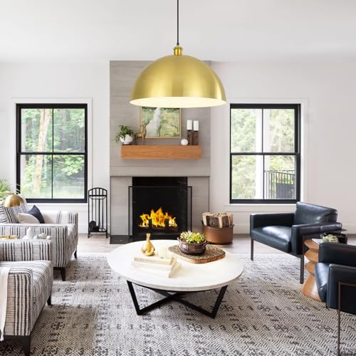 Large Brushed Gold Pendant Light