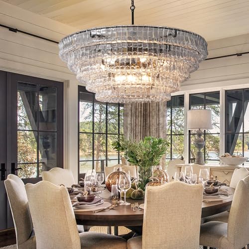 47 Inch Round Chandelier Clear Glass