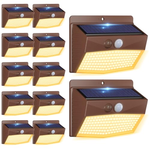12 Pack Solar Motion Sensor Lights Outdoor Waterproof with 3 Modes (12 Count)
