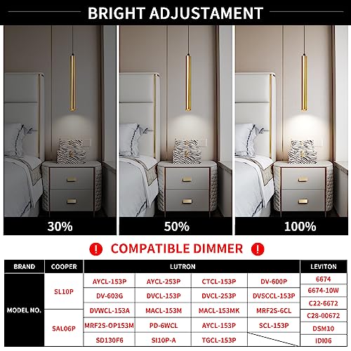 Modern Pendant Lights 4000K Bronze LED Dimmable Pendant Light Fixtures Pendant Lighting for Kitchen Island (3 Count)
