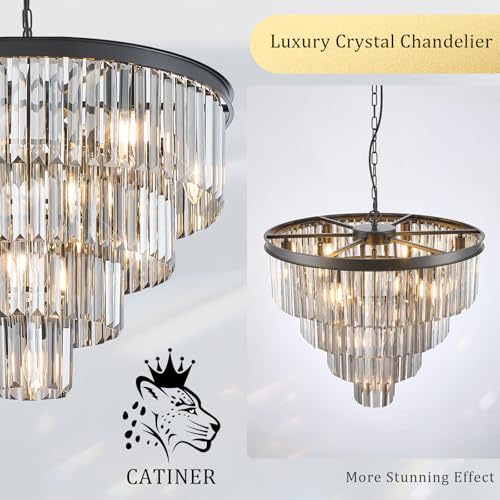 24" Smoke Gray Crystal Chandeliers