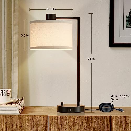 Table Lamp for Bedroom Set of 2 with USB C+A Ports (2 Count)