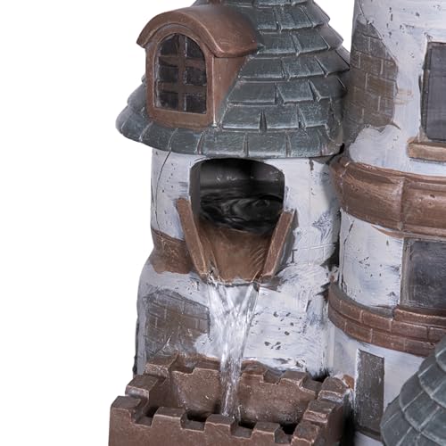 USA1368 Outdoor Floor Tiered Fairy Castle Water Fountain with Color Changing LED Lights