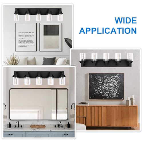 Black LED Vanity Lights for Bathroom 5 Color Temperature
