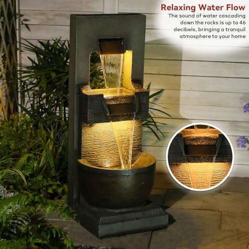39H Modern Outdoor Water Fountain with LED Light