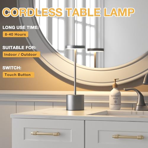 Grey Rechargeable Cordless Lamp (2 Count)