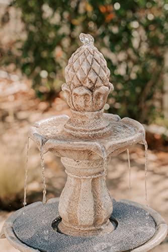 51" 3 Tier Outdoor Freestanding Waterfall Fountain with Pump and Pineapple Finial