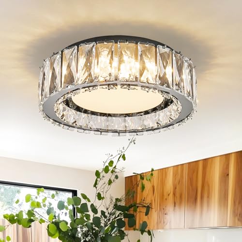 Dimmable Crystal Flush Mount Ceiling Light