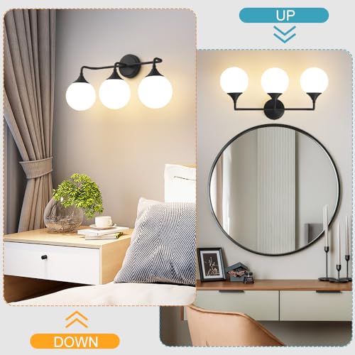 Black Bathroom Light Fixtures Over Mirror Vanity 3 (3 Count)