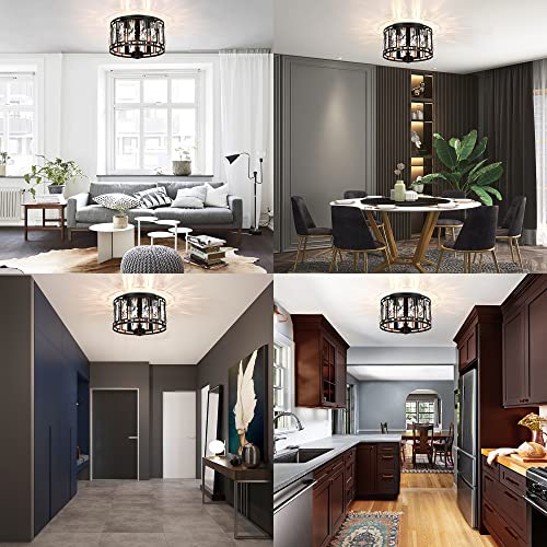 3 Light Crystal Black Ceiling Light