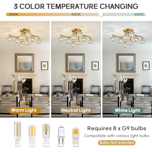 Gold Semi Flush Mount Ceiling Light Fixture