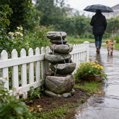 27.8" H Outdoor Water Fountain with LED Lights